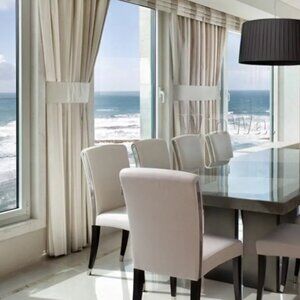 Thai Silk Custom Made Window Curtains for Living/ Bedroom Beige In Strip